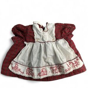 Adorable vintage 1950s red and white plaid dress with embroidered details